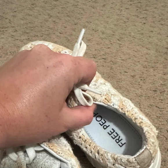 Free people women’s Crochet Sneakers - Cream and Tan - Picture 5 of 8